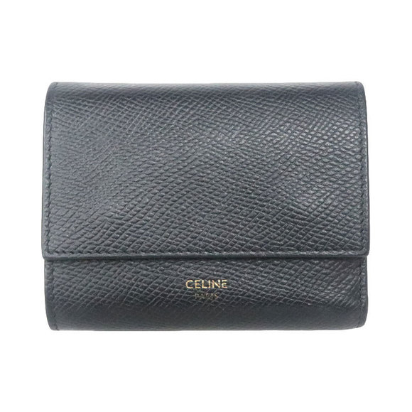 Celine Leather Wallet Black Trifold - Picture 1 of 6